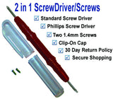 2 in 1 Eyewear Repair Screw Diver Kit with 2 Standard 1.4mm Screws